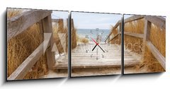 Obraz s hodinami 3D tdln - 150 x 50 cm F_BM50858168 - Treppe zum Ostseestrand Heiligenhafen im Winter