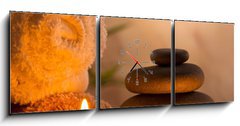 Obraz s hodinami 3D tdln - 150 x 50 cm F_BM51203705 - Spa still life with aromatic candles
