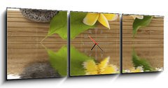 Obraz s hodinami 3D tdln - 150 x 50 cm F_BM51354195 - concept dtente : bambou, galets, papillon, fleurs