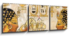 Obraz s hodinami   Fragment of Egyptian papyrus, 150 x 50 cm