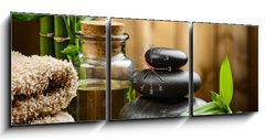 Obraz s hodinami 3D třídílný - 150 x 50 cm F_BM51807752 - spa concept