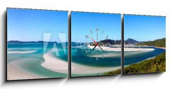 Obraz s hodinami 3D tdln - 150 x 50 cm F_BM52090672 - Whitehaven beach