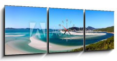 Obraz s hodinami   Whitehaven beach, 150 x 50 cm