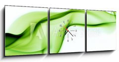 Obraz s hodinami   green abstract smoke curves, 150 x 50 cm