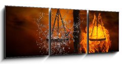 Obraz s hodinami   Balance between fire and water, 150 x 50 cm