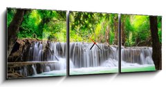 Obraz s hodinami 3D tdln - 150 x 50 cm F_BM52381826 - Thailand waterfall in Kanjanaburi
