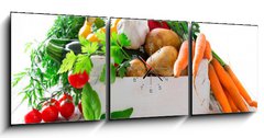 Obraz s hodinami 3D tdln - 150 x 50 cm F_BM52503006 - Fresh vegetable - erstv zelenina