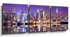 Obraz s hodinami 3D tdln - 150 x 50 cm F_BM52706281 - Manhattan Skyline with Reflections