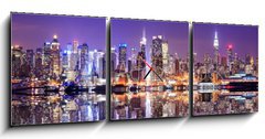 Obraz s hodinami   Manhattan Skyline with Reflections, 150 x 50 cm