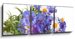 Obraz s hodinami 3D tdln - 150 x 50 cm F_BM52878804 - Beautiful bouquet of cornflowers and chamomiles ,isolated