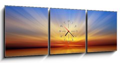 Obraz s hodinami   sunset, 150 x 50 cm
