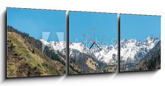 Obraz s hodinami 3D tdln - 150 x 50 cm F_BM53630622 - Nature of  mountains,  snow, road on Medeo in Almaty, Kazakhstan