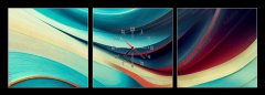 Obraz s hodinami 3D tdln - 150 x 50 cm F_BM538666277 - Swirling blue and coral background