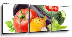 Obraz s hodinami   Fresh vegetables isolated on white, 150 x 50 cm