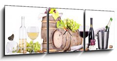 Obraz s hodinami 3D tdln - 150 x 50 cm F_BM54361772 - champagne, red and white wine - ampask, erven a bl vno