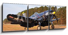 Obraz s hodinami 3D tdln - 150 x 50 cm F_BM54396044 - vintage navy aircraft