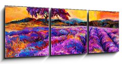 Obraz s hodinami 3D tdln - 150 x 50 cm F_BM54800593 - Lavender fields