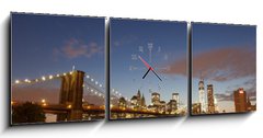 Obraz s hodinami   Brooklyn Bridge New York City, 150 x 50 cm