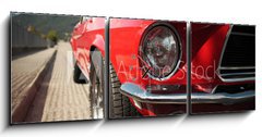 Obraz s hodinami 3D tdln - 150 x 50 cm F_BM55728868 - Classic Muscle Car