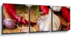 Obraz s hodinami 3D tdln - 150 x 50 cm F_BM55800520 - Garlic and spices