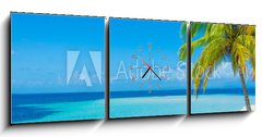 Obraz s hodinami 3D tdln - 150 x 50 cm F_BM56105432 - Traum Insel in der Karibik