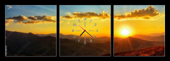 Obraz s hodinami 3D tdln - 150 x 50 cm F_BM569569643 - Beautiful sun set with sweet clouds between mountains