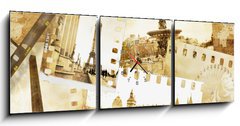 Obraz s hodinami   Parisian memories  old photo album, 150 x 50 cm