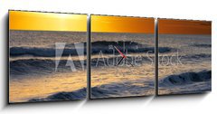 Obraz s hodinami   a picture of ocean water, sand and sun, 150 x 50 cm