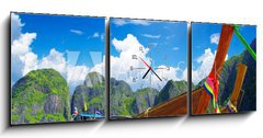 Obraz s hodinami   island, 150 x 50 cm
