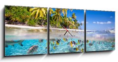 Obraz s hodinami   Tropical island, 150 x 50 cm