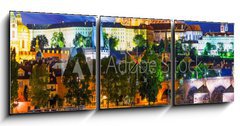 Obraz s hodinami   Night scenery of Prague, Czech Republic, 150 x 50 cm