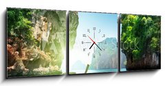 Obraz s hodinami 3D tdln - 150 x 50 cm F_BM58150552 - .fabled landscape of Thailand