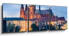 Obraz s hodinami 3D tdln - 150 x 50 cm F_BM58450751 - Prag am Abend