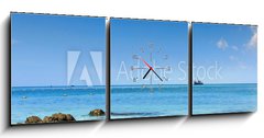 Obraz s hodinami 3D tdln - 150 x 50 cm F_BM58512794 - Beach on Holiday - Pl na dovolen