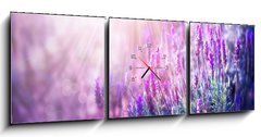 Obraz s hodinami   Lavender Flowers Field. Growing and Blooming Lavender, 150 x 50 cm