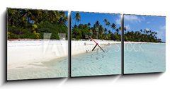 Obraz s hodinami   Landscape of of Maina Island in Aitutaki Lagoon Cook Islands, 150 x 50 cm