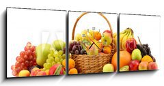 Obraz s hodinami   Assortment of exotic fruits in basket isolated on white, 150 x 50 cm