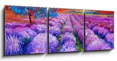 Obraz s hodinami 3D tdln - 150 x 50 cm F_BM59143146 - Lavender fields
