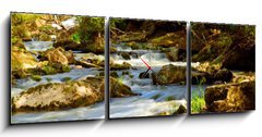 Obraz s hodinami 3D tdln - 150 x 50 cm F_BM5922366 - Water rushing among rocks in river rapids in Ontario Canada