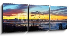Obraz s hodinami 3D tdln - 150 x 50 cm F_BM59277304 - Vancouver Panoramic Cityscapes at sunrise - Vancouver panoramatick mstsk scenrie pi vchodu slunce