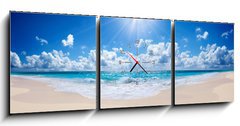 Obraz s hodinami   tropical beach and sea  landscape, 150 x 50 cm