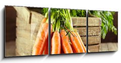 Obraz s hodinami 3D tdln - 150 x 50 cm F_BM59972798 - fresh carrots