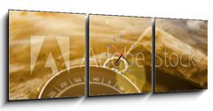 Obraz s hodinami   compass on the shore at sunrise, 150 x 50 cm