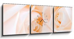 Obraz s hodinami   Two delicate high key beige roses macro floral background, 150 x 50 cm