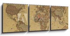 Obraz s hodinami   Ancient world map, 150 x 50 cm