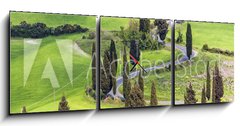 Obraz s hodinami   Road with curves and cypresses in Tuscany, Italy, 150 x 50 cm