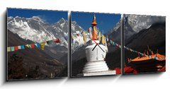 Obraz s hodinami 3D tdln - 150 x 50 cm F_BM6123732 - Stupa with prayer flags