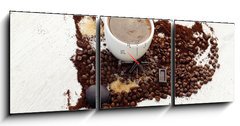 Obraz s hodinami 3D tdln - 150 x 50 cm F_BM61314951 - Coffee heart