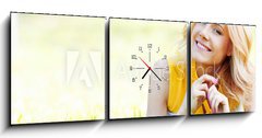 Obraz s hodinami 3D tdln - 150 x 50 cm F_BM61490597 - Woman on grass