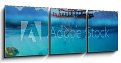 Obraz s hodinami 3D tdln - 150 x 50 cm F_BM61530443 - Tropical underwater shot splitted with ship and sky